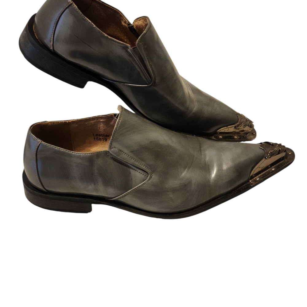 Men's‎ Elegant Gray Leather Slip-On Loafers
